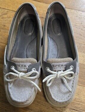 Sperry Women's Light Gray Sparkle Boat Shoes